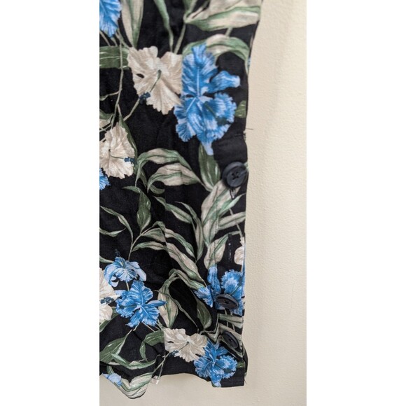 Kensie Jeans Tie Back Linen Blend Jumpsuit In Hibiscus Sky Combo Large - Picture 10 of 15